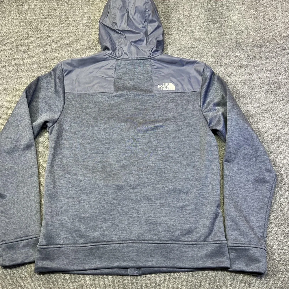 The North Face Jacket Mens Medium Blue Hooded Fleece Full Zip Thermal Hiking